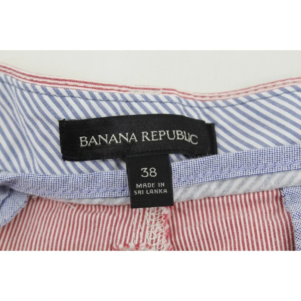 Banana Republic Mens Golf Shorts Chino 38 Pink White striped 100% Cotton‎